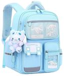 ADSON Kawaii School Backpack Anti Theft Travel Aesthetic Bookbag For Women & Men Boys Girls With Compartments Elementary School College Students Backpack Durable Water Resistant(Sky Blue)