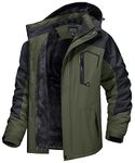 MAGCOMSEN Mens Winter Jackets Waterproof Fishing Coats Mens Rain Jackets Fleece Jacket Snowboard Jacket Mens Hooded Coat Warm Outdoor Skiing Hiking Coat Army Green