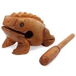 Aussel Guiro Croaking Wooden Frog with mallet, Musical Instrument Sound Block, Fair Trade Percussion Instrument (8.8CM)