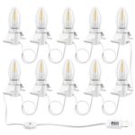 Accessory Cord with 10 Led Light Bulb, LED Light Bulb C7 Cord Clip Lights Christmas Cabin, for Christmas Village Houses Craft Decoration