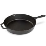 Navaris Cast Iron Skillet Pan - Oven Safe 2 Handle Frying Skillets - Pre Seasoned Pans for Stove or BBQ Cooking - 30 cm / 12 Inch