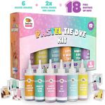 Pastel Tie Dye Kit (Tye Die Kits) Create Colorful Custom Designs with 6 Bottles of Fabric Dye and 12 Refills. This Girl Stuff is an Ideal Gift For 10 Year Old Girls or Toy for 10 Year Old Girls