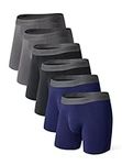 DAVID ARCHY Men's Underwear Breathable Bamboo Rayon Boxer Briefs for Men in 6 Pack (Navy Blue+Black+Dark Gray, L)