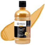 Artecho Acrylic Paint, Gold (500ml / 16.9oz) Bottle, Art Craft Paint for Art Supplies, Paint for Canvas, Rocks, Wood, Ceramic, Non Toxic Paint for Artists, Beginners and Adults