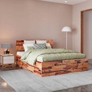 Wakefit Bed | Queen (78 X 60) Sheesham Wood Bed with Storage, 3 Year Warranty | - Andromeda - Natural