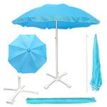 Arun & Sons 8ft Garden Umbrella with Base Stand Outdoor Umbrella/Cantilever/Patio/Balcony chatri (Light Blue)