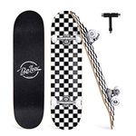 BELEEV Skateboards, 31 x 8 inch Complete Skateboard for Beginners, 7 Layer Canadian Maple Double Kick Deck Concave Cruiser Trick Skateboard for Kids and Adults with Skate T-Tool(White)