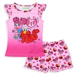 Sesame Street Girls' BFF Elmo Abby Cadabby Sleep Pajama Sleep Set Shorts, Pink, 4 Years