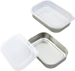 Shimomura Planning 35334 Storage Containers, Set of 2, Shallow Type, Convenient for Preparation, Rust Resistant, Temporarily Storage, Includes Lid, Square Bat, 16.5 fl oz (470 ml), Stainless Steel,