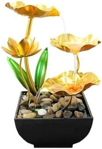 Qingyingge 11‘’ H Gold Tabletop Water Fountain, Zen Desktop Waterfall, Indoor Lotus Desktop Decorative Fountain, Home Bathroom Bedroom Decor.