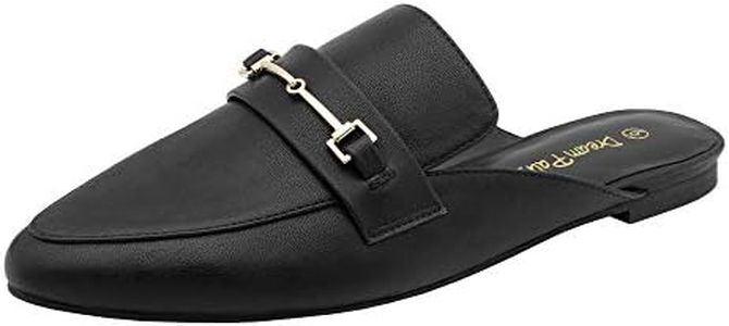 DREAM PAIRS Women's Flat Mules Buckle Pointed Toe Backless Slip on Slides Loafer Shoes,Size 10,Black/pu,DML212