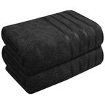 Casabella Luxury Bath sheets 90x180 cm 100% Cotton - Pack of 2 Bath Towels Large Set Clearance - Soft Highly Absorbent Bathroom Towels - Black Bath Sets