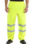 shelikes Mens Hi Vis Safety Waterproof Rain Over Trouser Work High Viz Visibility Pants_Yellow_L