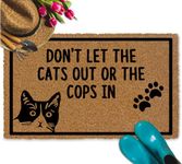 YBoDo Don’t Let The Cats out or The Cops in Front Door Mat Non-Slip Rubber Outdoor, Welcome Mats Personalized Doormat Indoor Rugs Entryway Rug Holiday Door Mat 30"x18"