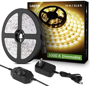Lepro LED Strip Light, 32.8Ft Dimmable Vanity Lights, 3000K Super Bright LED Tape Lights, 420 LEDs SMD 2835, Strong 3M Adhesive, Suitable for Home, Kitchen, Under Cabinet, Bedroom, Warm White