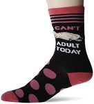 K. Bell Socks Women's Fun with Words Novelty Saying Crew Socks Casual, Black (Can't Adult), Shoe Size: 2-8 UK