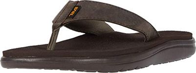 Teva Men's M Voya Flip Leather Flop, Chocolate Brown, 10