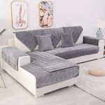 TEWENE Sofa Cover, Velvet Couch Cover Anti-Slip Sectional Couch Covers Sofa Slipcover for Dogs Cats Pet Love Seat Recliner Armrest Backrest Cover Corporate Grey 36''x36''(Only 1 Piece/Not All Set)