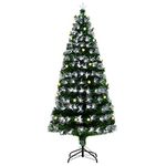 HOMCOM 6ft White Light Artificial Christmas Tree w/ 230 LEDs Star Topper Tri-Base Full Bodied Seasonal Decoration Pre-Lit Home