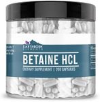 Betaine HCL, 200 Capsules, 560mg Serving, Potent, Non-GMO, Gluten-Free, Lab-Tested for Purity, No Filler or Additives, Made in USA