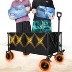 Bowagn Collapsible Wagon Cart with Wheels Foldable Utility Heavy Duty Wagons for Shopping…