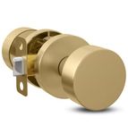 MEGA HANDLES Passage I Gold Door Knob for Hallway, Closet and Bathroom I Reversible Heavy Duty Design I Fits All Standard Door Sizes I Screws Included - Satin Brass (1 Pack)