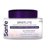 Sanfe Spotlite Ingrown Hair & Bumps Clearing Body Scrub For Dark Underarms, Inner Thighs And Sensitive Areas | 3X Quicker Penetration With Glycoclear | 10% Glycolic Acid, Walnut Beads | Helps in Depigmentation - 100gm, For Indian Women Skin