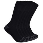 Timberland PRO Men's 6-Pack Performance Crew Length Socks Casual, Black, Large (Pack of 6)