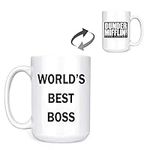 Dunder Mifflin (The Office) World's Best Boss TV Show Ceramic Mug Coffee (Tea, Cocoa) 15 OZ Mug, Michael Scott Mug (World's Best boss)