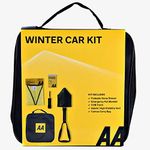 AA Winter Car Kit AA3386 - Folding Snow Shovel, LED/COB Torch, Foil Blanket, Hi-Vis Vest - Zipped Storage Bag – Suitable for Any Vehicle or Home, Black