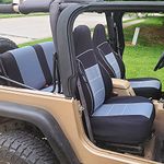 GEARFLAG Custom-Fit Neoprene Seat Covers for Wrangler TJ 1997-2002 - Full Set (Front and Rear) - Gray/Black