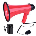 MyMealivos Megaphone Bullhorn 40 Watt Power Megaphone Speaker Voice and Siren/Alarm Modes(Red)