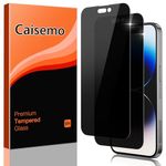 Caisemo 2 Pack For iPhone 14 Pro 6.1'' (Not for iPhone 14, 14 Plus, 14 Pro Max) Privacy Tempered Glass Screen Protector, 9H Hardness, Anti Scartch,Anti Spy