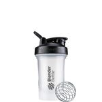 BlenderBottle Classic V2 Shaker Bottle with Stainless Steel Ball, For Protein Shakes, Dishwasher Safe, 590ml, Black/Clear