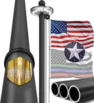 IIOPE 25FT Heavy Duty Flag Pole – 2.7" Large Bottom Tube, Wind-Resistant Sectional Tapered Design, Aluminum Residential Flagpole Kit with Solar Light, USA Flag, Complete Set, Great Gift Choice