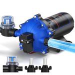 LumaBrite 12V DC Water Pump, 7.0GPM 70PSI RV Fresh Caravan Water Pump Five Chamber Self-Priming Diaphragm Pump with Heavy Duty Pressure Switch and Strainer for RV, Marine, Yacht, Caravan