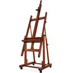 VISWIN Heavy-Duty Extra Large H Frame Easel, Hold Canvas to 208 cm, Tilts Flat, Professional Solid Beech Wood Artist Easel with Storage, Wheels, Adjustable Art Easel Stand for Painting Adult