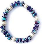 Joyfulmuze Purple and Blue Beaded Bracelets For Women, Emperor Turquoise and White Lava Marble Stone, Handmade Stretchable Multi Color Unisex Gift (Purple-Emperor+White-Marble-Lava)