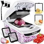 Vegetable Chopper Vegetable Cutter - Food Onion Salad Veggie Chopper with Container - French Fry Potato Dicer Slicer Cutter - Kitchen Tools & Gadgets (2-in-1 White)