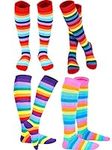 SATINIOR 4 Pairs Rainbow knee socks