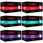 Café Agga Keurig Coffee Pods - Variety pack - Recyclable, BPA-Free, Kosher, Certified 100% Arabica - Compatible K-Cups for Single Serve Cups & Brewers - 6 boxes of 16 K-Cups (96 Pods)