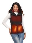 ORORO Women's Heated Down Vest with Battery Pack, Heating Vest with 90% Down Insulation and Detachable Hood (Black, S)