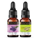 Soulflower Essential Oil Lavender & Lemongrass for Healthy Hair & Skin, Acne, Aromatherapy - 100% Pure, Natural & Undiluted Essential Oil, (Pack of 2) 15ml Each