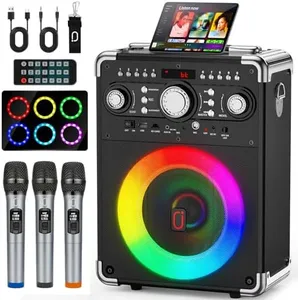HWWR Karaoke Machine with 3 Microphones for Adults and Kids,Portable Party Karaoke Speaker with DJ Lights, Bluetooth Speaker for Home Party, Gatherings, The Best Gift for All