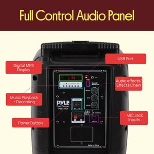 Pyle Portable PA Karaoke Speaker with Bluetooth, 8" Subwoofer, Mic & LED