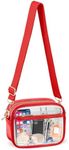 KETIEE Clear Bag for Stadium Events: Clear Crossbody Bag Stadium Approved Clear Purses for Women with Front Pocket Mesh Pouch and Adjustable Strap for Concerts Sports Festivals (Red)