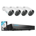 REOLINK 12MP Wired Security Camera System, 4pcs H.265 12 Megapixel UHD PoE Surveillance Cameras, Person Vehicle Pet Detection, Spotlight Color Night Vision, 8CH NVR with 2TB HDD, RLK8-1200B4-A