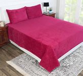 RD TREND 190 GSM Flannel Warm Bedsheets for Winter Double Flat Size (90 x 100 Inches) with 2 Pillow Cover Size (18x28 Inches) Color-Magenta,Striped