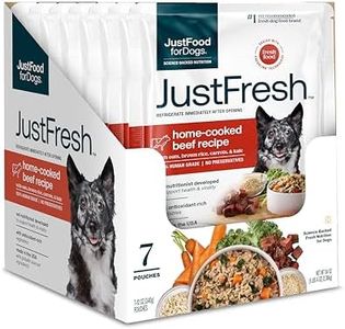 JustFoodForDogs JustFresh Home-Cooked Beef Dog Food with No Preservatives, Resealable Package, Human Grade Wet Dog Food, 12 oz - 7 Pack