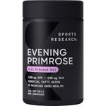 Sports Research Evening Primrose Oil (1300mg) Cold-Pressed with No fillers or Artificial Ingredients, Non-GMO Tested - Gluten and Soy Free (120 Liquid Softgels)